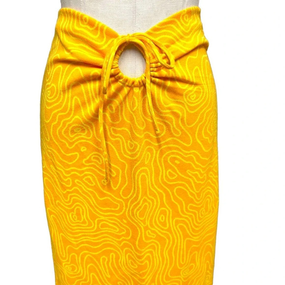 Zara Orange Abstract Printed Cutout Tie Waist Midi Skirt Size Medium - Picture 3 of 12